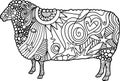 Color Me Folk Art Farm Sheep Doodle