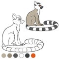 Color me: lemur. Little cute lemur smiles.