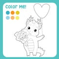 Colour me with these colours. Adorable baby dragon colouring page for kids.