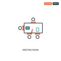 2 color Meeting room concept line vector icon. isolated two colored Meeting room outline icon with blue and red colors can be use Royalty Free Stock Photo