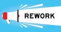 Color megaphone with word rework in white banner on blue background Royalty Free Stock Photo