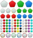 Color metallic rounded pentagon button set