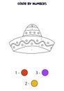 Color Mexican hat by numbers. Worksheet for kids