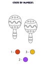 Color Mexican maracas by numbers. Worksheet for kids