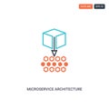 2 color Microservice architecture concept line vector icon. isolated two colored Microservice architecture outline icon with blue