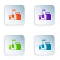 Color Milk product icon isolated on white background. Set colorful icons in square buttons. Vector