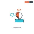 2 color Mind trigger concept line vector icon. isolated two colored Mind trigger outline icon with blue and red colors can be use