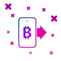 Color Mining bitcoin from mobile icon isolated on white background. Cryptocurrency mining, blockchain technology service