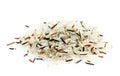 Color mix gourmet white, brown, red, wild rice on white background Royalty Free Stock Photo