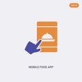 2 color mobile food app concept vector icon. isolated two color mobile food app vector sign symbol designed with blue and orange Royalty Free Stock Photo