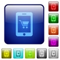 Color mobile shopping square buttons Royalty Free Stock Photo