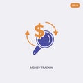 2 color money trackin concept vector icon. isolated two color money trackin vector sign symbol designed with blue and orange