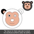 Color Monkey Face. Restore dashed lines. Color the picture elements. Page to be color fragments.vector