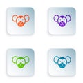 Color Monkey icon isolated on white background. Animal symbol. Set colorful icons in square buttons. Vector