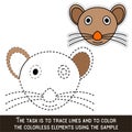 Color Mouse Face. Restore dashed lines. Color the picture elements. Page to be color fragments.vector