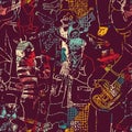 Color music jazz band seamless pattern.