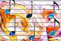 Color music notes and color background. Music concept.