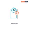 2 color Native apps concept line vector icon. isolated two colored Native apps outline icon with blue and red colors can be use