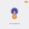 2 color native integration concept vector icon. isolated two color native integration vector sign symbol designed with blue and