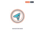 2 color Navigation base concept line vector icon. isolated two colored Navigation base outline icon with blue and red colors can