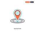 2 color Navigation concept line vector icon. isolated two colored Navigation outline icon with blue and red colors can be use for