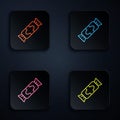Color neon line Candy icon isolated on black background. Merry Christmas and Happy New Year. Set icons in square buttons Royalty Free Stock Photo