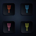 Color neon line Crutch or crutches icon isolated on black background. Equipment for rehabilitation of people with