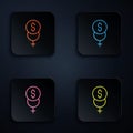 Color neon line Feminism finance icon isolated on black background. Fight for freedom, independence, equality. Set icons Royalty Free Stock Photo