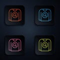 Color neon line Feminist shirt icon isolated on black background. Fight for freedom, independence, equality. Set icons Royalty Free Stock Photo