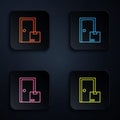 Color neon line Home delivery services icon isolated on black background. Set icons in square buttons. Vector Royalty Free Stock Photo