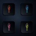 Color neon line Indian feather icon isolated on black background. Native american ethnic symbol feather. Set icons in Royalty Free Stock Photo