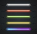 Color Neon Line Lamp Set. Vector