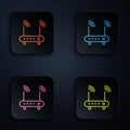 Color neon line Router and wi-fi signal symbol icon isolated on black background. Wireless ethernet modem router Royalty Free Stock Photo