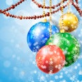 Color New Year's spheres with the snow Royalty Free Stock Photo