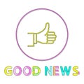 Thumbs-up Outline Icon with Good News Cutline Royalty Free Stock Photo