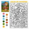 Color by number for children, Girl and sheep