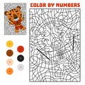 Color by number, education game for children, Chinese new year character Tiger