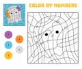 Color by number, education game for children, Ghost character