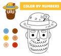 Color by number, education game for kids, Cute bearded farmer in a hat