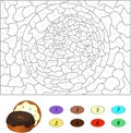 Color by number educational game for kids. Donuts with chocolate Royalty Free Stock Photo