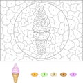 Color by number educational game for kids. Sweet and tasty ice c