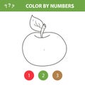 Color by number - worksheet for kids. Learning numbers and coloring book - apple Royalty Free Stock Photo