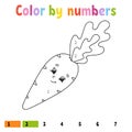 Color by numbers. Coloring book for kids. Cheerful character. Vector illustration. Cute cartoon style. Hand drawn. Worksheet page Royalty Free Stock Photo