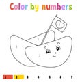 Color by numbers. Coloring book for kids. Vector illustration. Cartoon character. Hand drawn. Worksheet page for children. Royalty Free Stock Photo