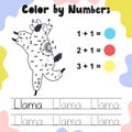 Color by numbers the cute llama