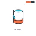 2 color oil barrel concept line vector icon. isolated two colored oil barrel outline icon with blue and red colors can be use for Royalty Free Stock Photo