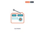 2 color old radio concept line vector icon. isolated two colored old radio outline icon with blue and red colors can be use for Royalty Free Stock Photo