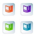 Color Open book icon isolated on white background. Set colorful icons in square buttons. Vector Illustration Royalty Free Stock Photo