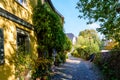 Cityscape of an idyllic ancient charming walkway in Frankfurt-HÃÂ¶chst, Germany, Europe