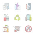 Color outline various waste recycle separate collection